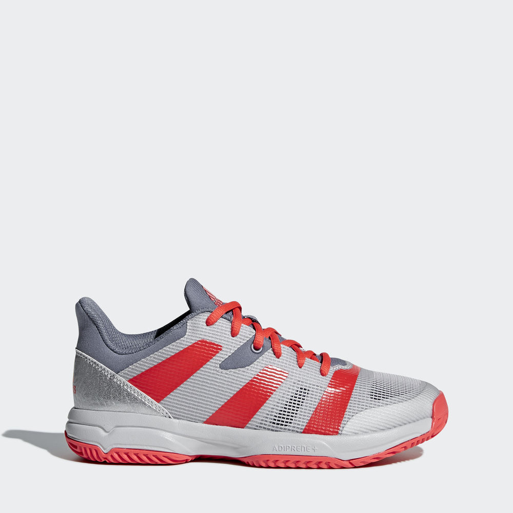 Adidas Stabil X Jr - παπουτσια χαντμπολ για κοριτσια - Γκρι/Κοκκινα/Ασημι Μεταλλικός,Μέγεθος: EU 27